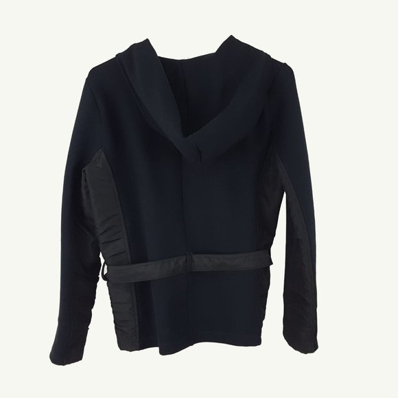 Mag by Magaschoni Belted Full Zip Hooded Jacket, Solid Black Size Medium - Picture 7 of 7